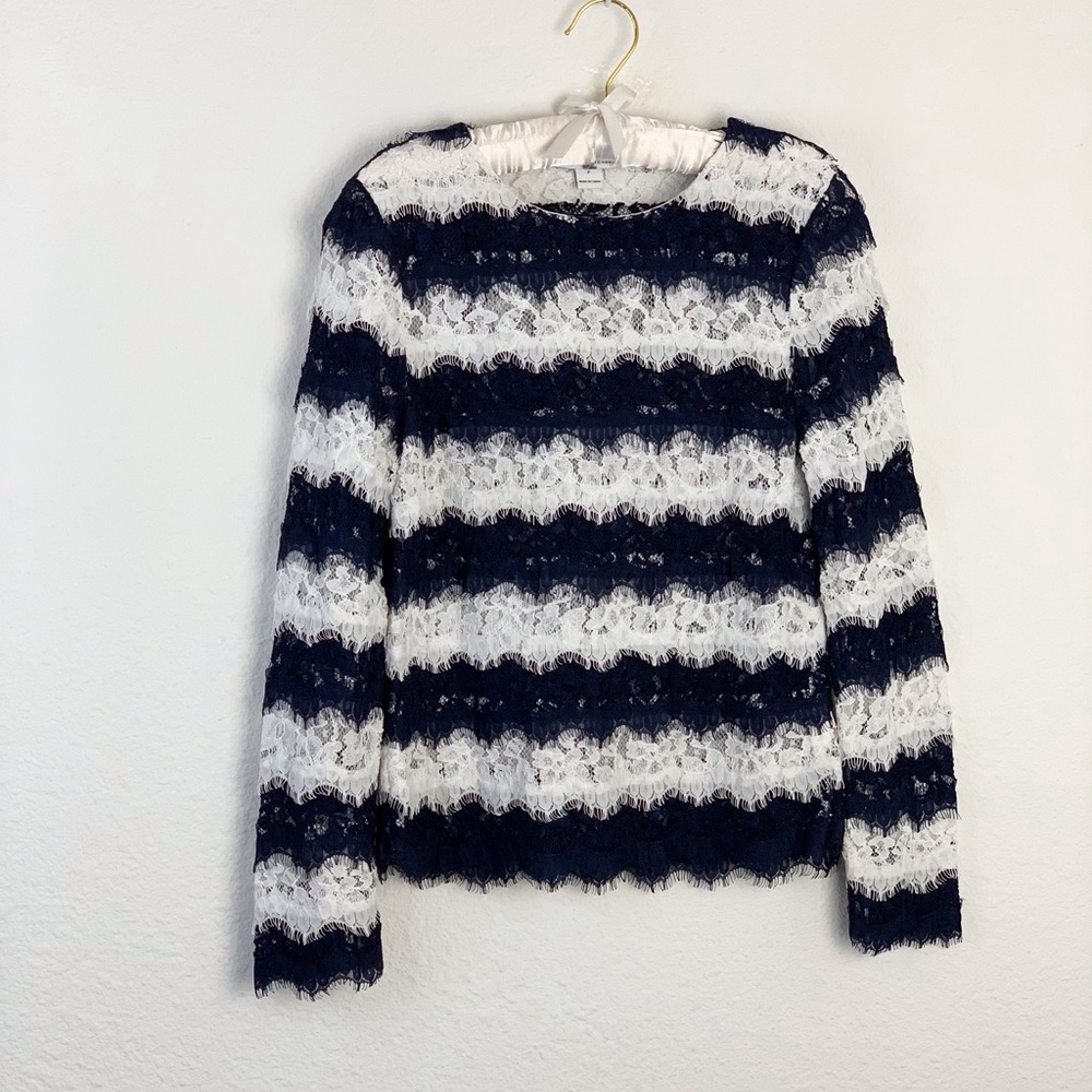 Diane Von Furstenberg Darielle Navy/White Lace Top Sz P/0